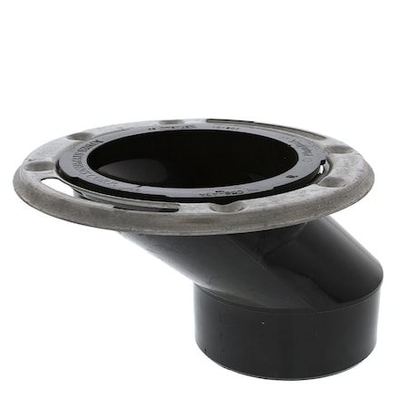 Jones Stephens 3in. x 4in. ABS Offset Closet Flange with Stainless Steel Ring less Knockout C58434